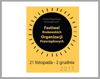 Grafika z logotypem Festiwal Krakowskich Organizacji Pozarządowych 21 listopada doa 2 grudnia 2017