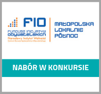 Grafika z logotypem FIO Małopolska Lokalnie Północ i tekstem nabór w konkursie