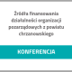 Grafika z tekstem źródła finansowania działalności organizacji pozarządowych z powiatu chrzanowskiego, konferencja