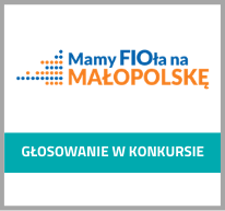 Grafika z logotypem Mamy FIOła na Małopolskę i tekstem głosowanie w konkursie