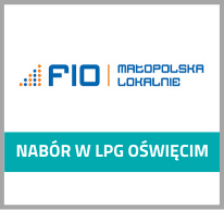 Grafika z logotypem FIO Małopolska Lokalnie i tekstem nabór w LPG Oświęcim