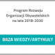 Grafika z tekstem: Program Rozwoju Organizacji Obywatelskich na lata 2018-2030. Baza wiedzy, artykuły