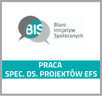 Grafika z logotypem Fundacji Biuro Inicjatyw Społecznych i tekstem: Praca specjalista do spraw projektów EFS