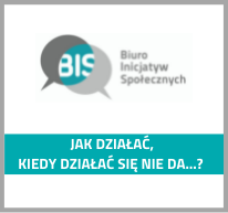 Grafika z logotypem Fundacji Biuro Inicjatyw Społecznych i tekstem: jak działać, kiedy działać się nie da?